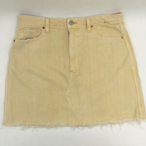 Abercrombie & Fitch Zoe Natural Rise “Vintage” A-line Skirt Mini Pastel Yellow